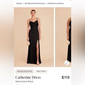 Birdy Grey Catherine Black Matte Satin Bridesmaid Dress